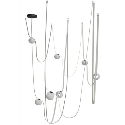 Fremont ​belt 7-light 826"l Pendant In Black/white Glass Open Globes