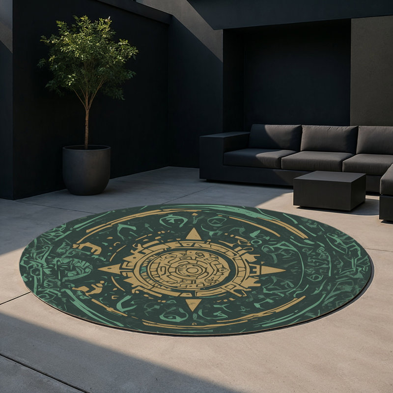 Path Of Light Indoor And Outdoor Area Rug, Round 5'
