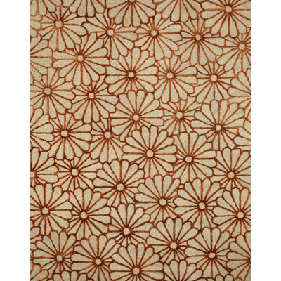 Tapis ivoire en laine et viscose touffeté à la main Nadia Trellis