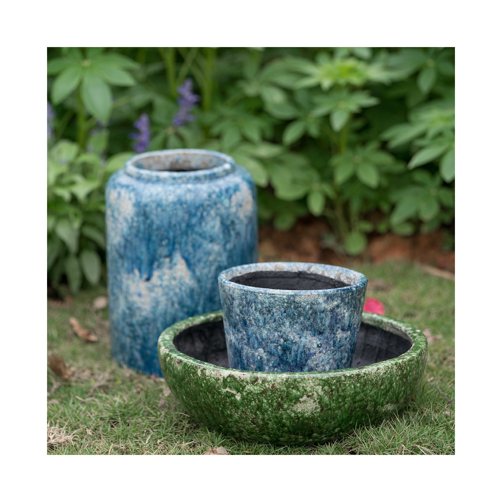 Duke Handmade Terracotta Table Vase, 9.7" H x 7.1" W x 7.1" D, Blue