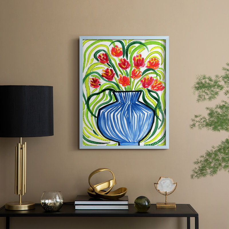«Adventure Floral I», reproduction encadrée - bois massif, Bleu, H 11 po x l 9 po