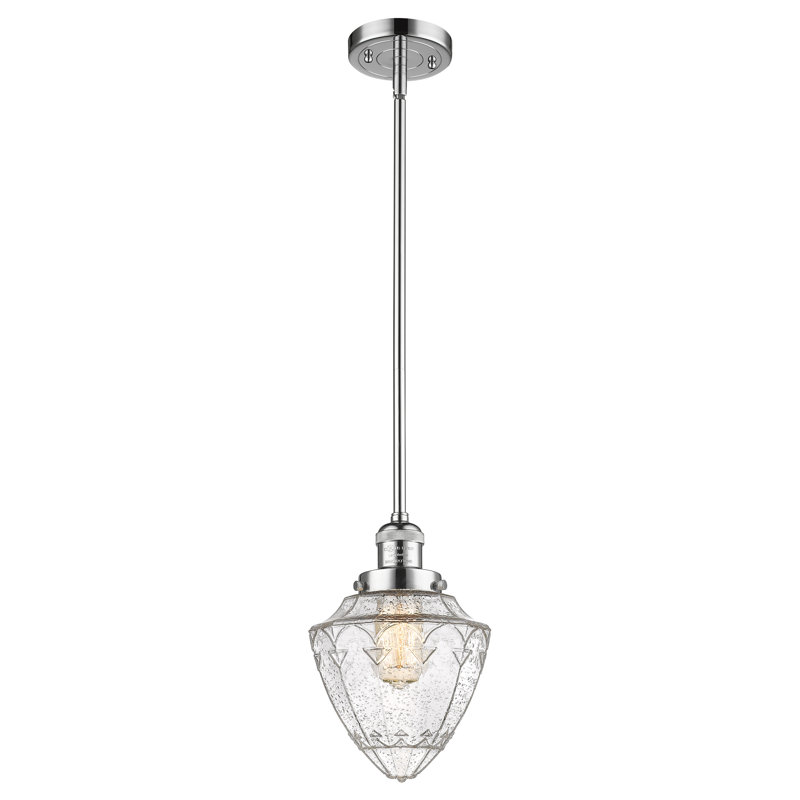 Franklin - Kymeshia - Mini-luminaire suspendu à tige 7 po 1 lumière - Ampoule non incluse , Grainé, Chrome poli
