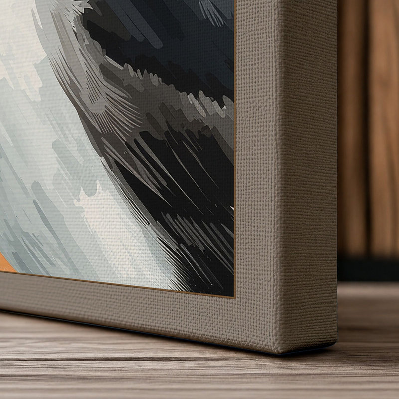 Puffin Portrait Boho - Wrapped Canvas, 24x16 - 61.0 x 40.6 cm, Taupe Border