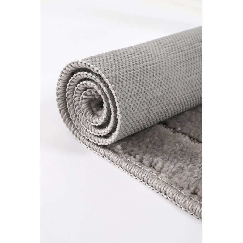 Ensemble de tapis de bain Premium (2 pièces), gris, 19,7 po x 31,5 po et 15,7 po x 19,7 po | 100% polypropylène, 1 350 g / m² | Semelle antidérapante en latex naturel, facile à nettoyer, hauteur des poils doux: 0,5 mm, parfaite pour la décoration de la maison et de la salle de bain