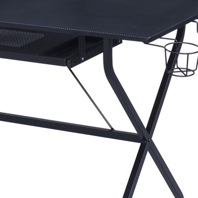Bureau d'ordinateur noir avec plateau pour clavier