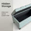 Banc de rangement avec repose-pieds, charnières de sécurité - bleu bébé