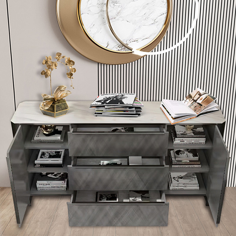 Modern Luxury Style Entryway Cabinet, H 35,4 po x l 59,1 po x P 15,7 po, Gris