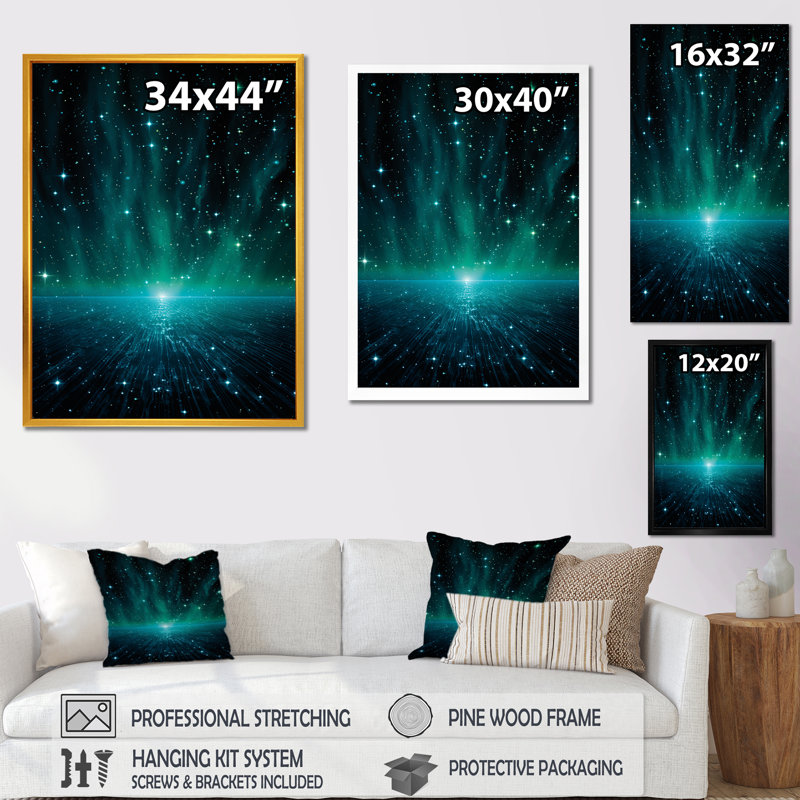Black Interstellar Gaz - Space Planet Wall Art, Black Single Picture Framed, 20" H x 12" W x 1" D