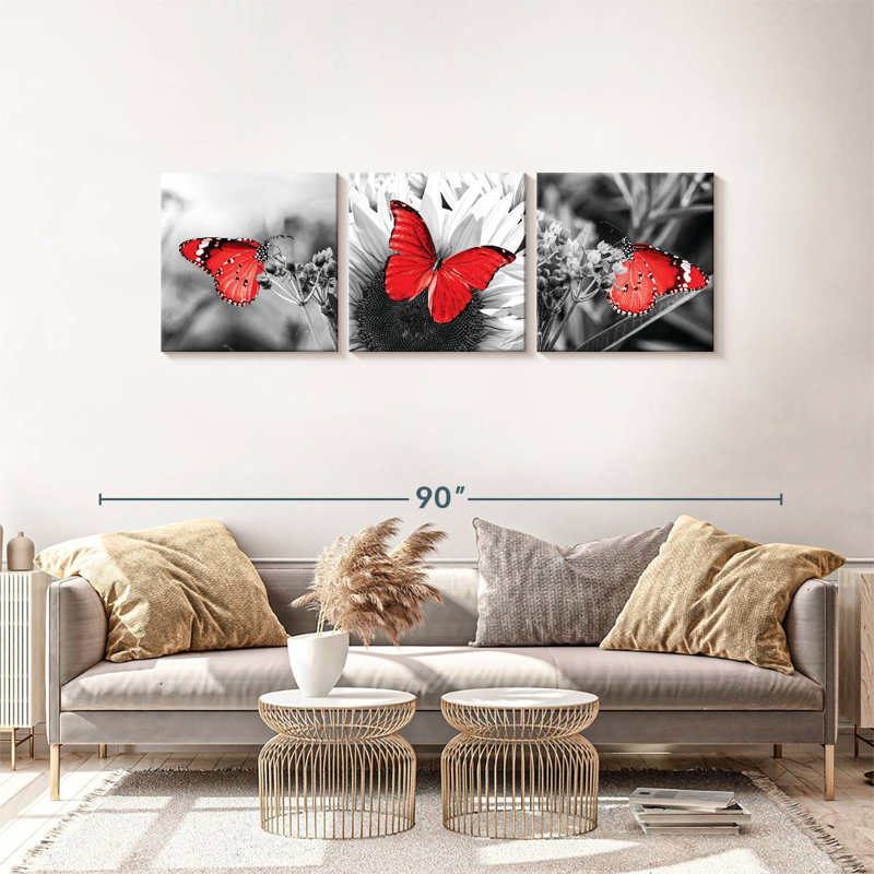 «Butterflies Pop», reproduction sur toile, H 24 po x l 74 po x P 1,25 po