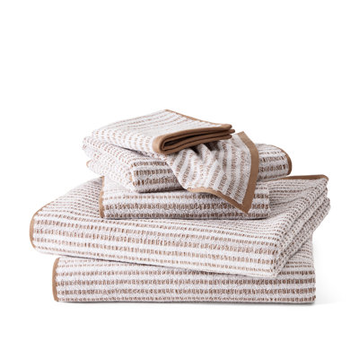 TOWN & COUNTRY PLAY 6-Piece Striped Reversible Terry Brights Set, 2 Bath, 2 Hand, 2 Wash, 100% BCI Cotton