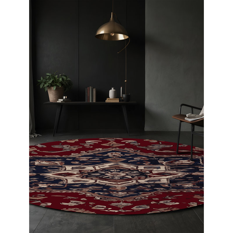 Tapis rouge soyeux et moelleux, Rond 6 pi