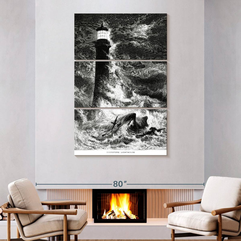 Aletra Lighthouse In Storm, 74" H x 48" W