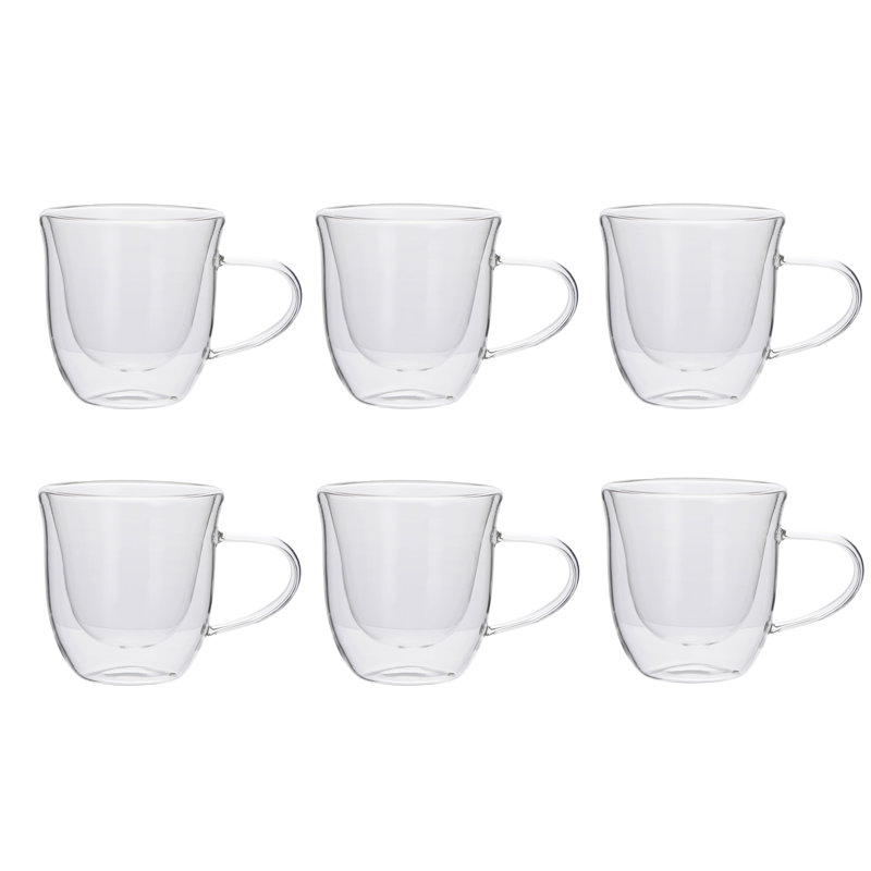 Tasses à thé en verre borosilicaté à double paroi Lorren Home Trends, capacité de 8 onces, avec poignée, pour boissons chaudes et froides