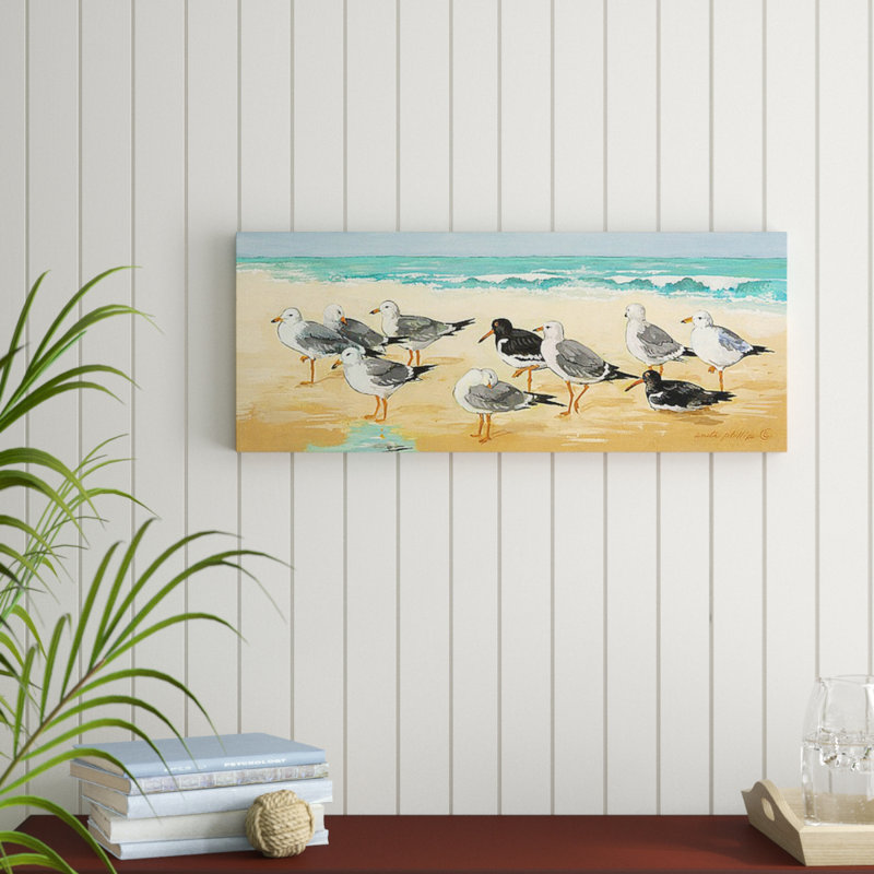 «Seagulls and Sand», reproduction de peinture acrylique sur toile