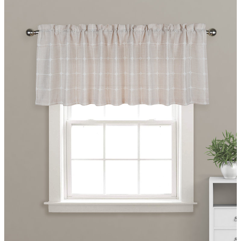 Antonisha Plaid Tailored Window Valance, Beige