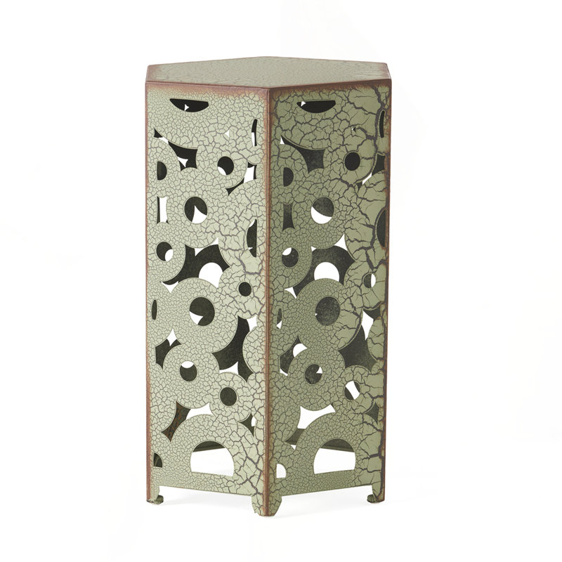Outdoor Metal end Table, Antique Green