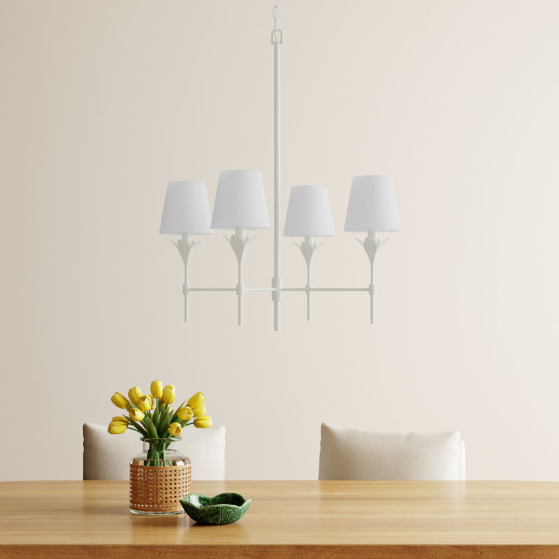 4 - Light Dimmable Classic / Traditional Chandelier, Matte White