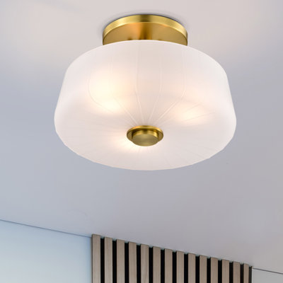 Burov - 3 Light Semi-Flush - Etched White Glass