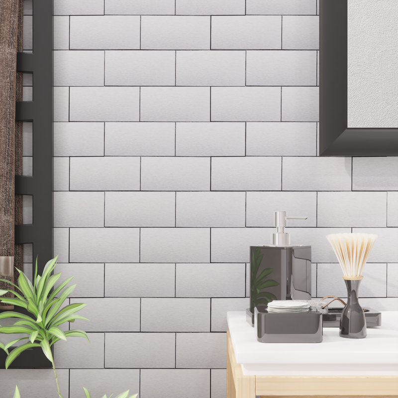Carreau de mosaïque auto-adhésif en métal 12 po x 12 po, Argent