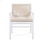 Ensemble de 2 chaises de salle à manger d'extérieur, fauteuil de patio en bois d'acacia avec dossier en corde et coussin hydrofuge, structure blanche, capacité de poids de 400 lb