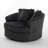 Ultra Plush Faux Rabbit Fur Oversized Swivel Barrel Chair with Three Pillows-1093111238