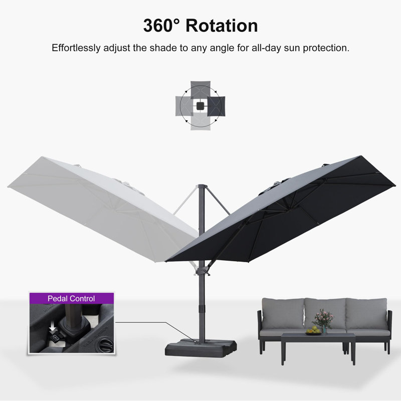 3m Square Cantilever Parasol, Grey