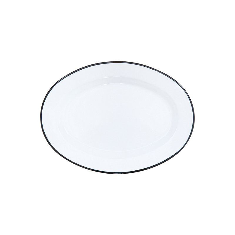 Vintage Oval Plates, Black Rim, Black Rim