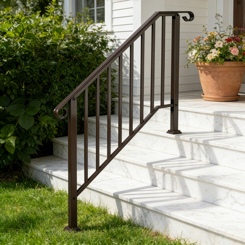 Rampe d'escalier en bronze à 3 marches en fer, Bronze, 3-Step