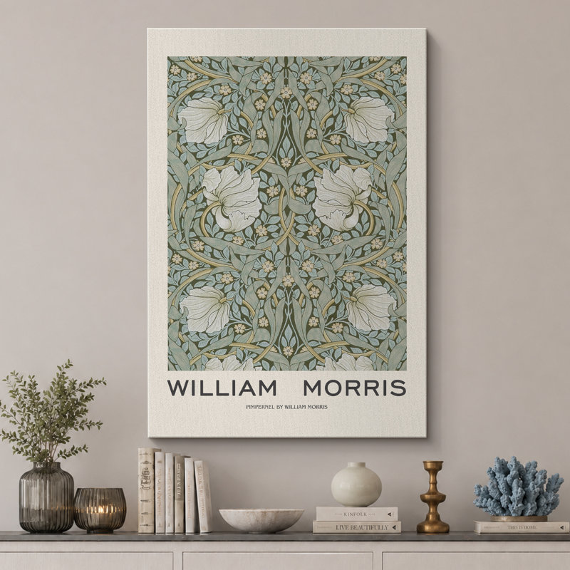 «Classic Pimpernel Flower Abstract Floral and Botanical» par William Morris, reproduction d'art sur toile encadrée