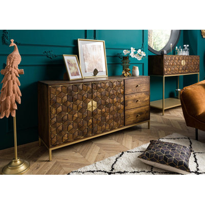 DIAMOND Solid Wood 145cm W 3 - Drawer Chest of Drawers