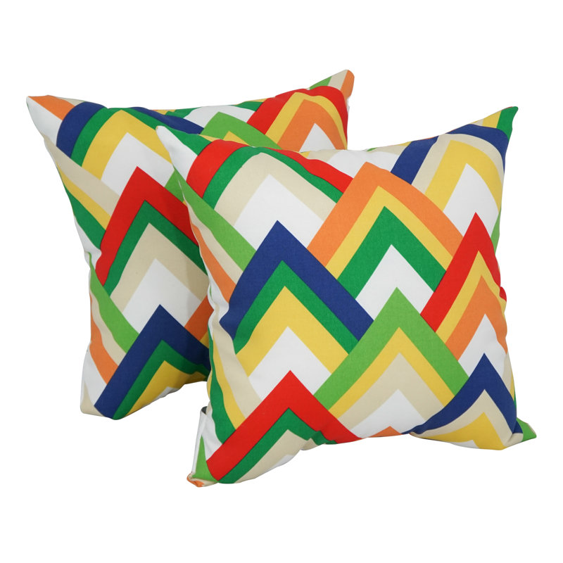 Outdoor Cushion Collection Outdoor Reversible Throw Pillow, Red/Orange/Blue