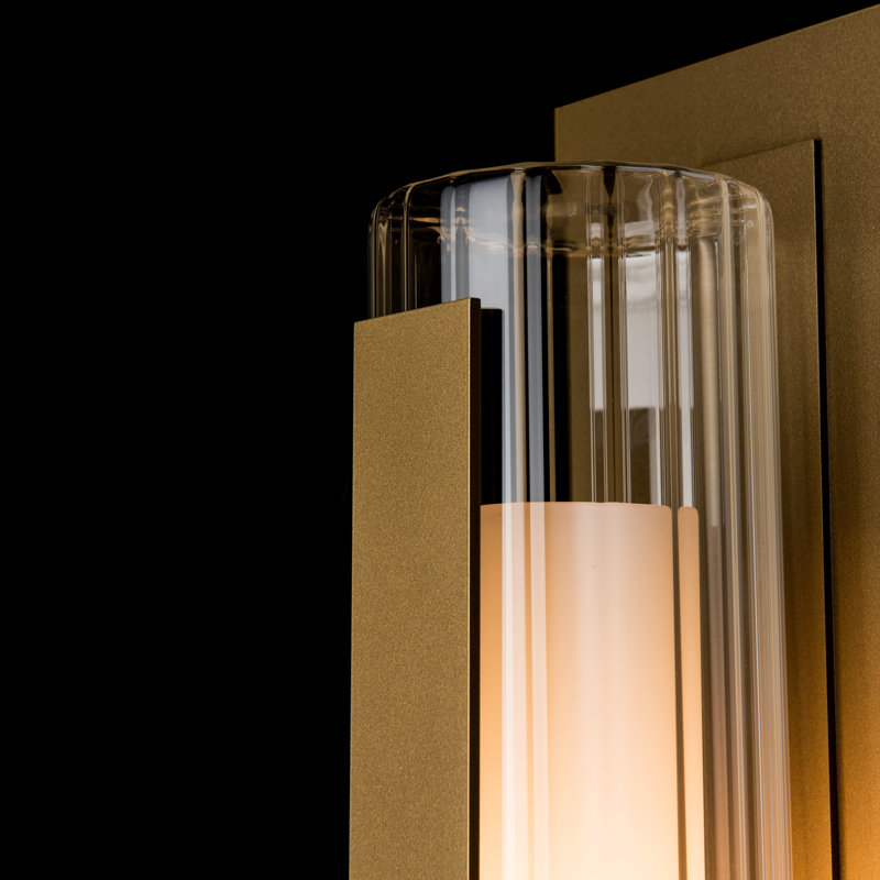 Forged Vertical Bar 1 - Bulb Outdoor Flush Mount, Coastal Gold, (1) 40W B8 Candelabra base bulb, 15" H X 5"  W X 4.2" D