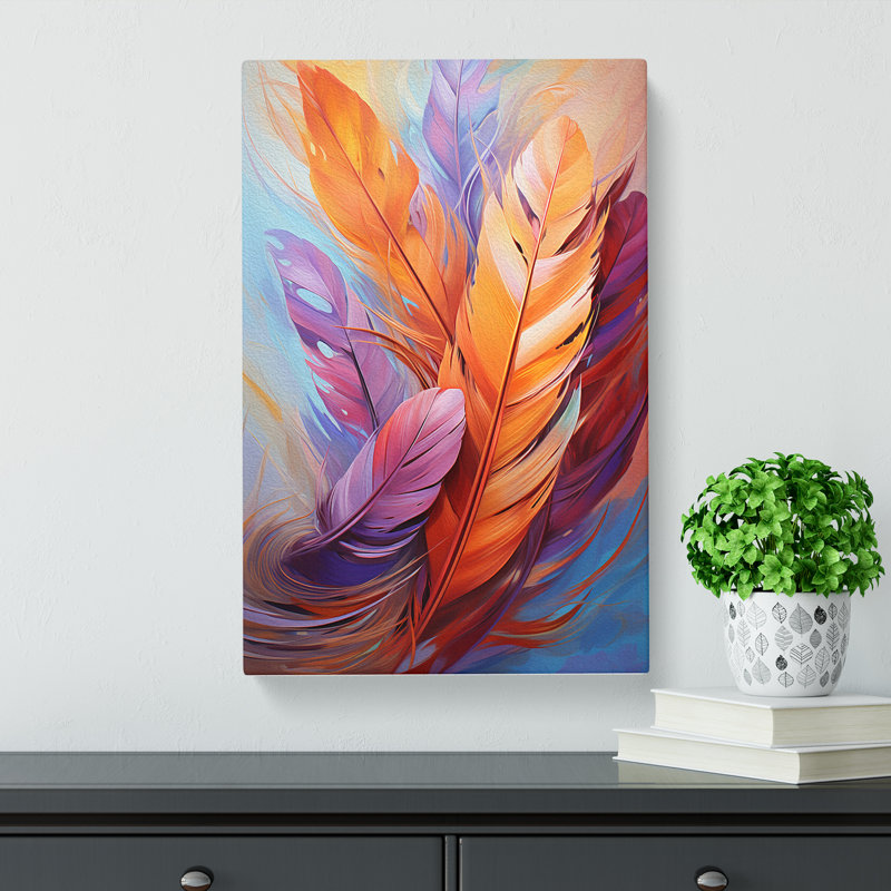 Feather Gestural - Wrapped Canvas, 76cm H x 50cm W x 3cm D