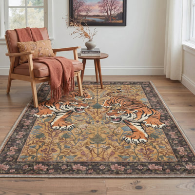 Tapis d'intérieur brun / jaune lavable à la machine Teierra Wildpeak
