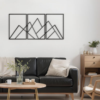 Black Gold Mountains Abstract Minimalist Metal Wall Decor Simple Home Decoration Wall Art