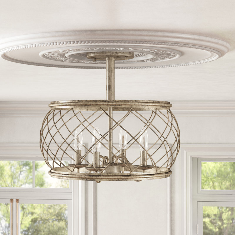 Arton 4 - Plafonnier semi-encastré de 17,5 po L, Argent