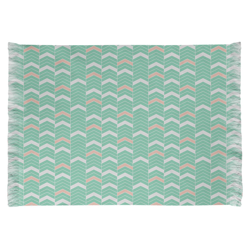 Tapis vert à motif de rayures à chevrons, Non