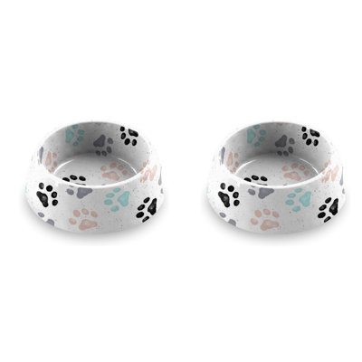 Retro Paw Print Melamine Pet Bowl