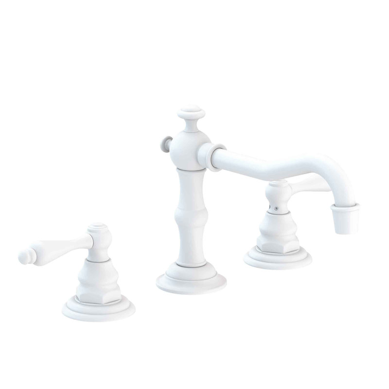 Chesterfield Widespread Bathroom Faucet with Drain Assembly, Matte White