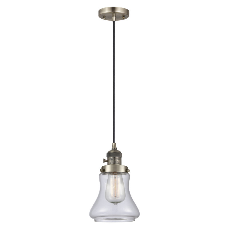 Franklin Restoration - Bellmont - Mini-luminaire suspendu à cordon de 6 po - Interrupteur marche / arrêt - Ampoule non incluse - Abat-jour transparent