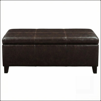 Banc repose-pieds de rangement rectangulaire de 50,25 pouces de largeur en similicuir vieilli, assemblé, pour le salon, le vestibule et la salle familiale