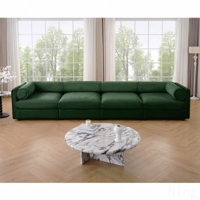 Canapé modulaire 4 places idéal pour recevoir des invités Canapé modulaire avec rangement, dossier cylindrique et accoudoirs