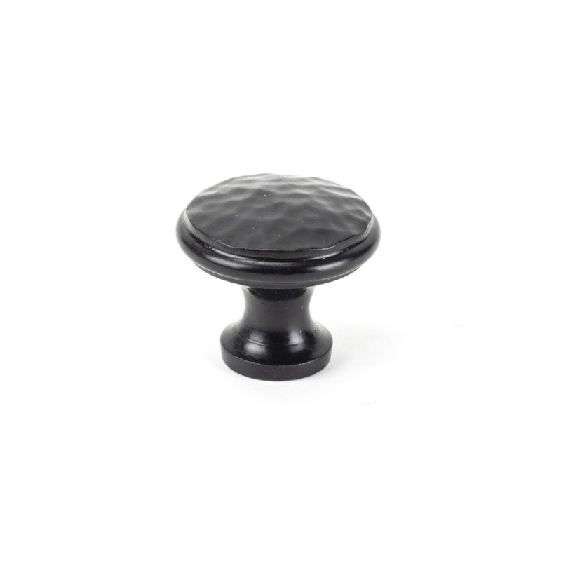 Hammered 30mm Diameter Round Knob, Black