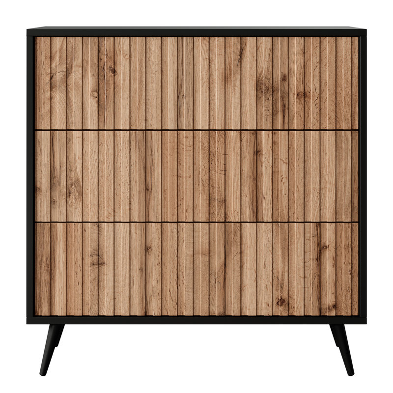 Stobie 3 - Drawer Chest of Drawers, Black/Oak