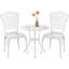 Ensemble de 2 bistro de patio, aluminium coulé, ensemble d'extérieur avec trou pour parasol, ensemble de table et de chaises 3 pièces, ensemble de bistro pour cour / jardin / pelouse, blanc