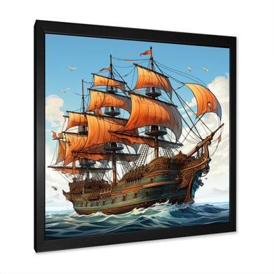 Adventure Cartoon Pirate Ship - Cartoon Wall Art