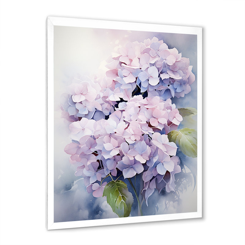 Maybeck Purple Hydrangea Graceful Whispers - Hydrangea Canvas Print, White Single Picture Framed, 20" H x 12" W x 1" D