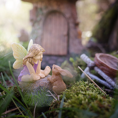 Mini Bunny Rabbit Fairy Girl Garden Decor Miniature Figurine Dollhouse Accessory Mini Bunny Rabbit Fairy Girl Garden Decor Miniature Figurine Dollhouse Accessory