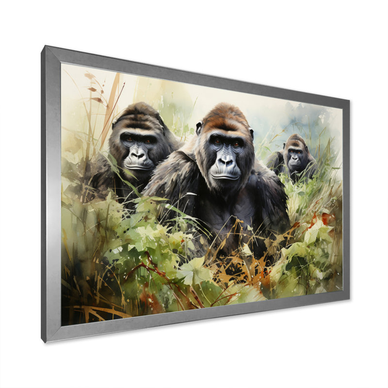 Reproduction d'art mural Bwindi Gorilla In Forest, H 12 po x l 20 po x P 1 po, Cadre photo argenté