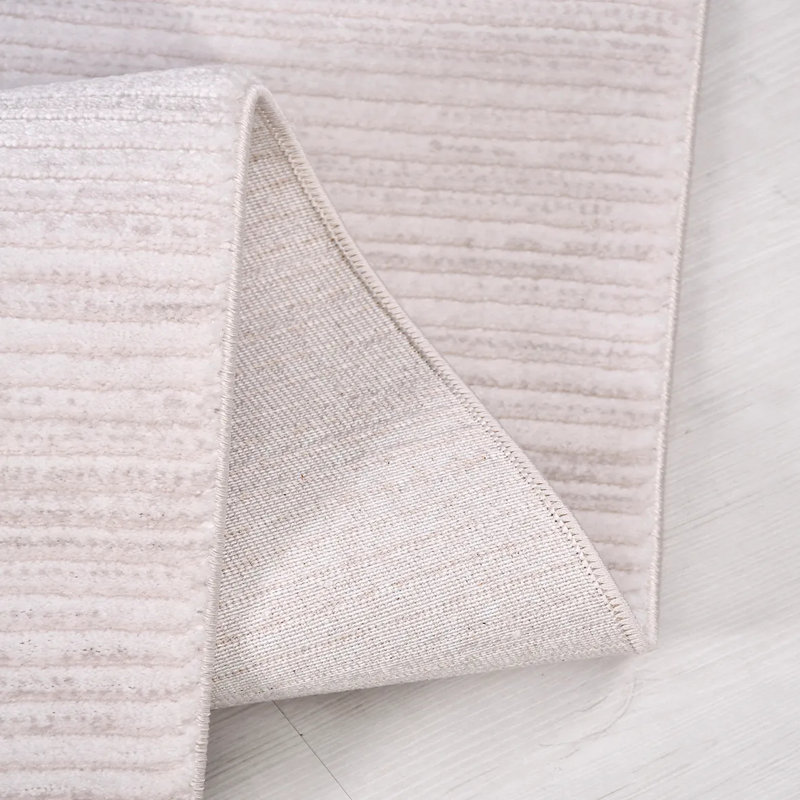 Tapis moderne en polypropylène crème Eberle résistant aux taches Facile à nettoyer, 4 pi x 4 pi